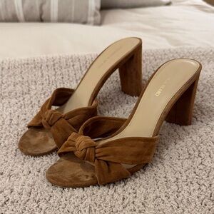 Veronica Beard Tan Suede Heeled Mules